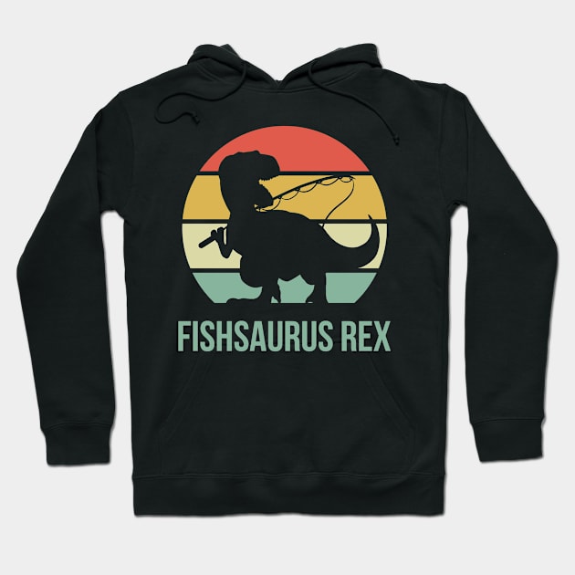 Retro Dinosaur Fishsaurus Rex Retro Tyrannosaurus Hoodie by amango